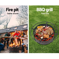 Fire Pit BBQ Grill Smoker Portable Outdoor Fireplace Patio Heater Pits 30" Grillz Kings Warehouse 
