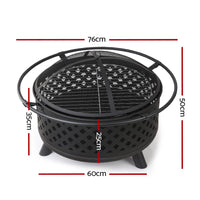 Fire Pit BBQ Grill Smoker Portable Outdoor Fireplace Patio Heater Pits 30" Grillz Kings Warehouse 