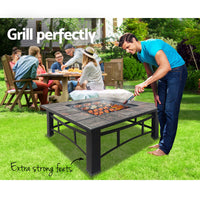 Fire Pit BBQ Grill Smoker Table Outdoor Garden Ice Pits Wood Firepit Garden Kings Warehouse 