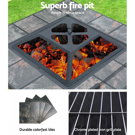 Fire Pit BBQ Grill Smoker Table Outdoor Garden Ice Pits Wood Firepit Garden Kings Warehouse 