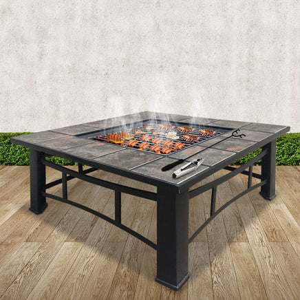 Fire Pit BBQ Grill Smoker Table Outdoor Garden Ice Pits Wood Firepit Garden Kings Warehouse 