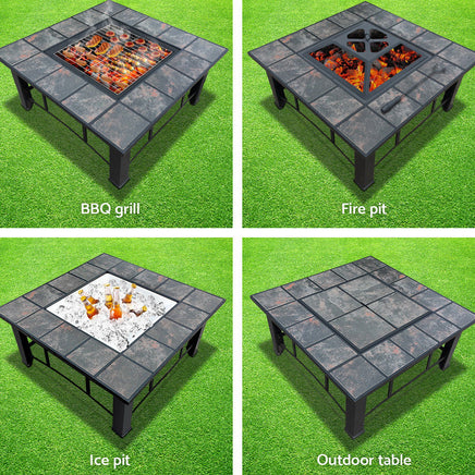 Fire Pit BBQ Grill Smoker Table Outdoor Garden Ice Pits Wood Firepit Garden Kings Warehouse 