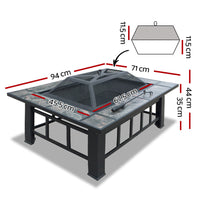Fire Pit BBQ Grill Stove Table Ice Pits Patio Fireplace Heater 3 IN 1 Garden Kings Warehouse 