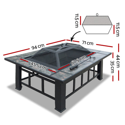 Fire Pit BBQ Grill Stove Table Ice Pits Patio Fireplace Heater 3 IN 1 Garden Kings Warehouse 