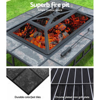 Fire Pit BBQ Grill Stove Table Ice Pits Patio Fireplace Heater 3 IN 1 Garden Kings Warehouse 