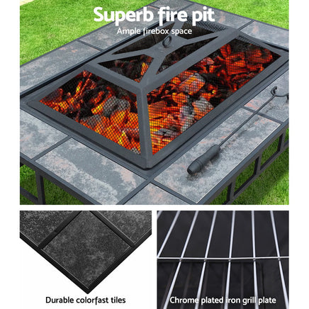 Fire Pit BBQ Grill Stove Table Ice Pits Patio Fireplace Heater 3 IN 1 Garden Kings Warehouse 