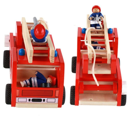 Fire truck wooden 3 years + with ladder and firemen Fire engine Red Kings Warehouse 