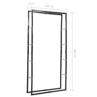 Firewood Rack Black 100x25x200 cm Steel Kings Warehouse 