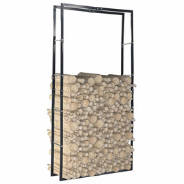 Firewood Rack Black 100x25x200 cm Steel Kings Warehouse