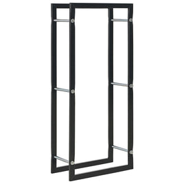 Firewood Rack Black 44x20x100 cm Steel Kings Warehouse 