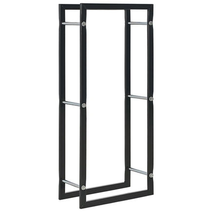Firewood Rack Black 44x20x100 cm Steel Kings Warehouse 