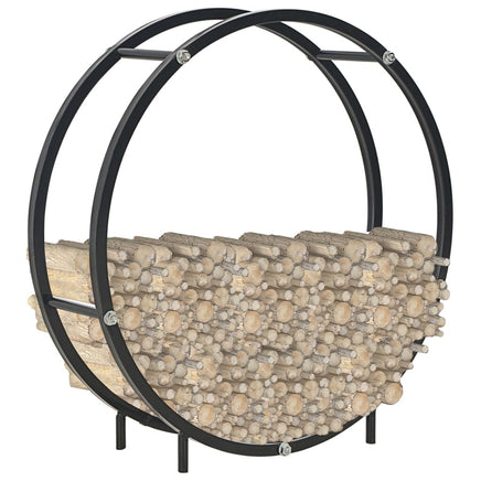 Firewood Rack Black 70x20x70 cm Steel Kings Warehouse 