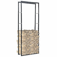 Firewood Rack Black 80x25x200 cm Steel Kings Warehouse 