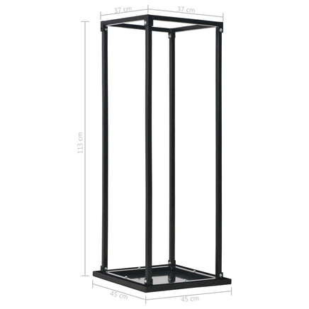 Firewood Rack with Base Black 37x37x113 cm Steel Kings Warehouse 