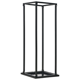 Firewood Rack with Base Black 37x37x113 cm Steel Kings Warehouse 