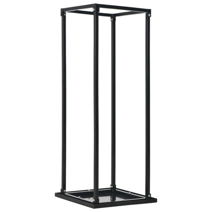 Firewood Rack with Base Black 37x37x113 cm Steel Kings Warehouse 
