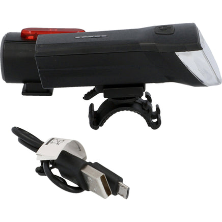 Fischer LED Bike Light Set 30Lux USB with rear floor light Kings Warehouse 