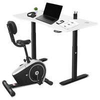 Fitness Cyclestation 3 Exercise Bike with ErgoDesk Automatic Standing Desk 150cm in White/Black Kings Warehouse 