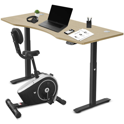 Fitness Cyclestation 3 Exercise Bike with ErgoDesk Automatic Standing Desk 180cm in Oak/Black Kings Warehouse 
