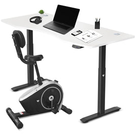 Fitness Cyclestation 3 Exercise Bike with ErgoDesk Automatic Standing Desk 180cm in White/Black Kings Warehouse 