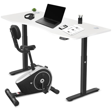 Fitness Cyclestation 3 Exercise Bike with ErgoDesk Automatic Standing Desk 180cm in White/Black Kings Warehouse 