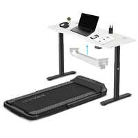 Fitness V-FOLD Treadmill with ErgoDesk Automatic Standing Desk 1500mm in White/Black with Cable Management Kings Warehouse 