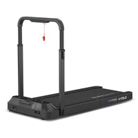 Fitness V-FOLD Treadmill with ErgoDesk Automatic Standing Desk 1800mm in Oak/Black with Cable Management Kings Warehouse 