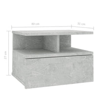 Floating Nightstands 2 pcs Concrete Grey 40x31x27 cm Kings Warehouse 