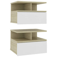 Floating Nightstands 2 pcs White and Sonoma Oak 40x31x27 cm Kings Warehouse 