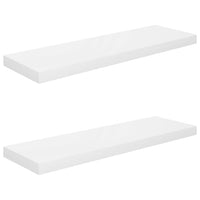 Floating Wall Shelves 2 pcs High Gloss White 80x23.5x3.8 cm Storage Supplies Kings Warehouse 