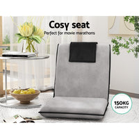 Floor Lounge Sofa Bed Couch Recliner Chair Folding Chair Cushion Grey Kings Warehouse 