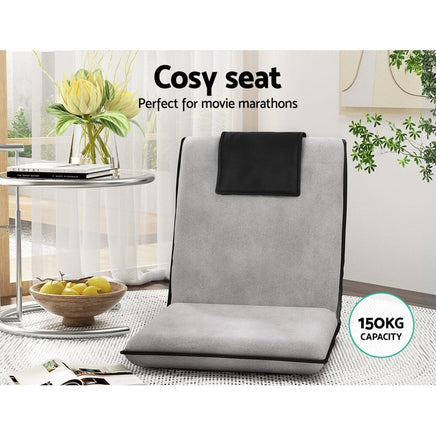 Floor Lounge Sofa Bed Couch Recliner Chair Folding Chair Cushion Grey Kings Warehouse 