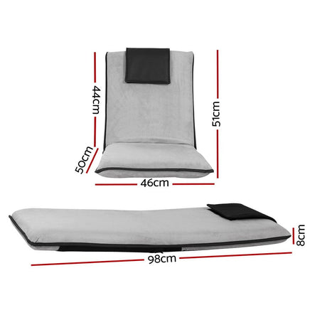 Floor Lounge Sofa Bed Couch Recliner Chair Folding Chair Cushion Grey Kings Warehouse 