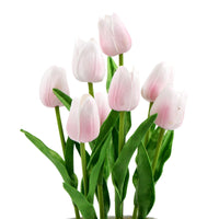 Flowering Pink Artificial Tulip Plant Arrangement With Ceramic Bowl 35cm Kings Warehouse 