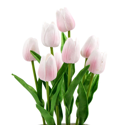 Flowering Pink Artificial Tulip Plant Arrangement With Ceramic Bowl 35cm Kings Warehouse 