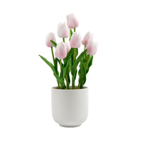 Flowering Pink Artificial Tulip Plant Arrangement With Ceramic Bowl 35cm Kings Warehouse 