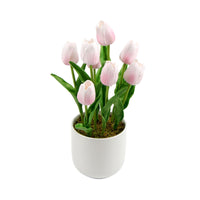 Flowering Pink Artificial Tulip Plant Arrangement With Ceramic Bowl 35cm Kings Warehouse 