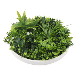 Flowering White Artificial Green Wall Disc UV Resistant 100cm (White Frame) Kings Warehouse 