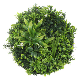 Flowering White Artificial Green Wall Disc UV Resistant 50cm (Black Frame) Kings Warehouse 