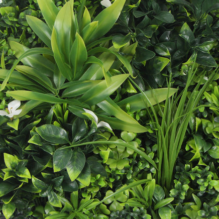 Flowering White Artificial Green Wall Disc UV Resistant 50cm (Black Frame) Kings Warehouse 