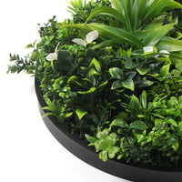 Flowering White Artificial Green Wall Disc UV Resistant 75cm (Black Frame) Kings Warehouse 