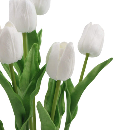 Flowering White Artificial Tulip Plant Arrangement With Ceramic Bowl 35cm Kings Warehouse 