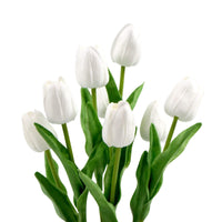 Flowering White Artificial Tulip Plant Arrangement With Ceramic Bowl 35cm Kings Warehouse 