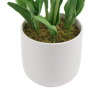 Flowering White Artificial Tulip Plant Arrangement With Ceramic Bowl 35cm Kings Warehouse 