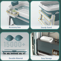 Foldable 135cm Large Massage Bathtub Portable Bath Tub with Drain for adult Kings Warehouse 