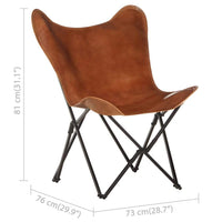 Foldable Butterfly Chair Brown Real Leather Kings Warehouse 