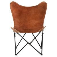 Foldable Butterfly Chair Brown Real Leather Kings Warehouse 