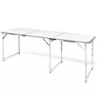 Foldable Camping Table Height Adjustable Aluminium 180 x 60 cm Kings Warehouse 