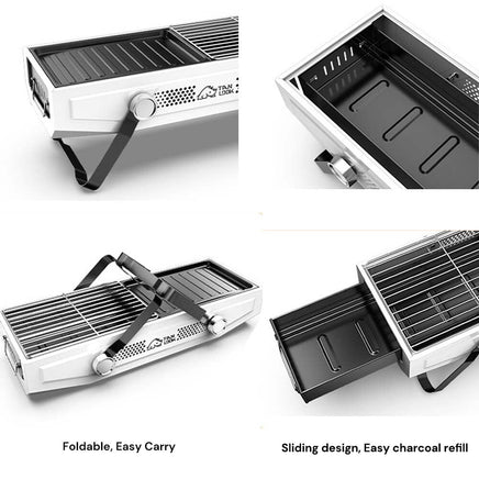 Foldable Portable Charcoal Frying Grill Grilling Outdoor Tabletop BBQ Grill For Camping Hiking Picnics Kings Warehouse 