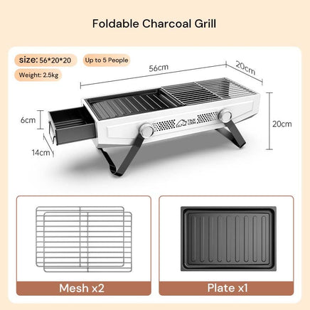 Foldable Portable Charcoal Frying Grill Grilling Outdoor Tabletop BBQ Grill For Camping Hiking Picnics Kings Warehouse 